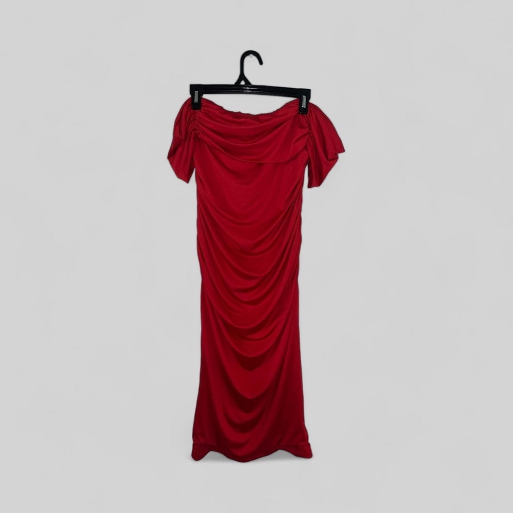GOBLES Women's Ruched Off Shoulder Bodycon Midi Elegant Cocktail Party Dress
